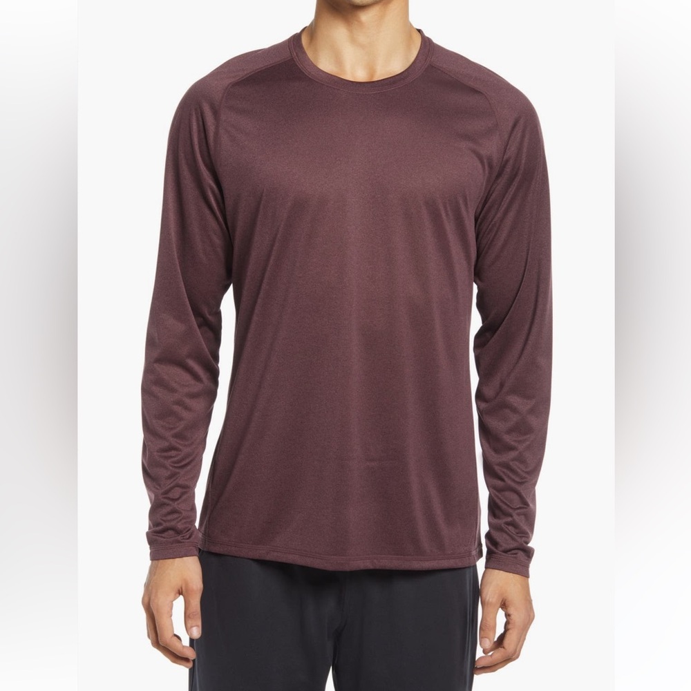 Zella Men’s Performance Long Sleeve T-Shirt Burgundy